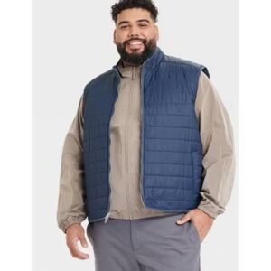 Goodfellow Mens Puffer Vest XXL Blue Water Resistant Minimalist Gorpcore Layer